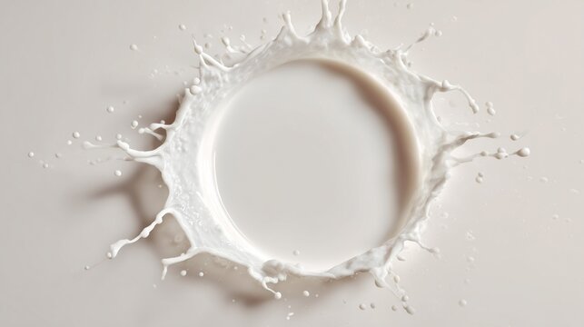 Milk splash forming an empty center for text advertising layout
