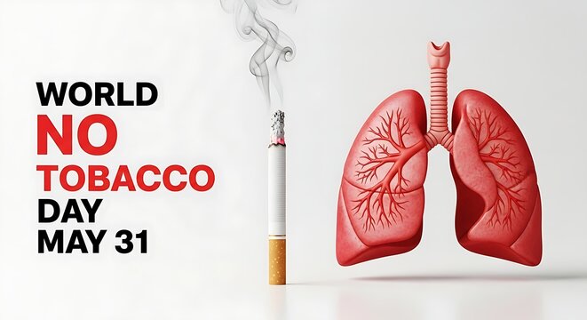 World no tobacco day illustration with lungs