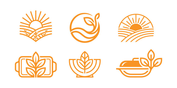 Abstract organic logos set agriculture farming vector illustration