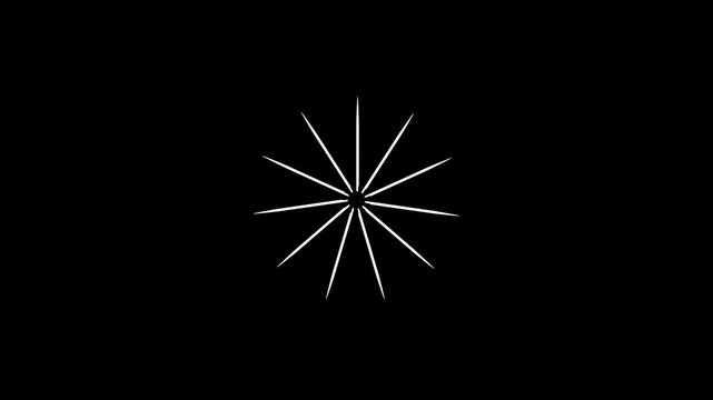 Stunning animated fireworks explosion featuring elegant line bursts and radiant circle patterns on a deep black background. cartoon firework motion graphics, striped pop-up effects,4k video.