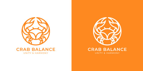 Crab emblem illustration orange circle concept © chintya
