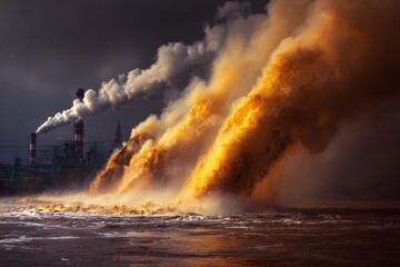 Fototapeta premium Industrial drainage causing toxic water pollution