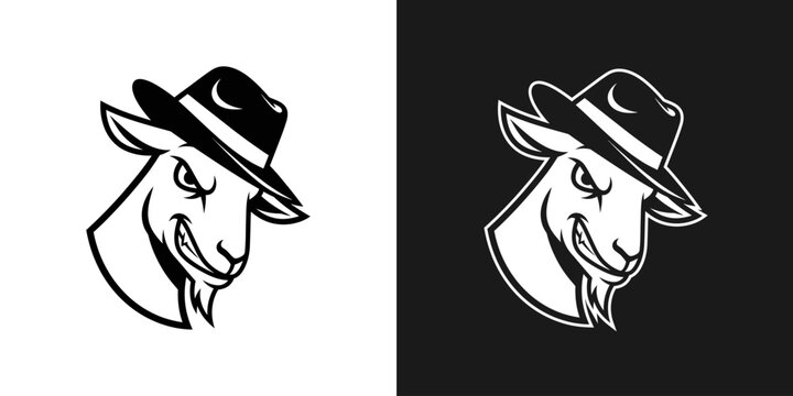 Goat head wearing fedora vector illustration