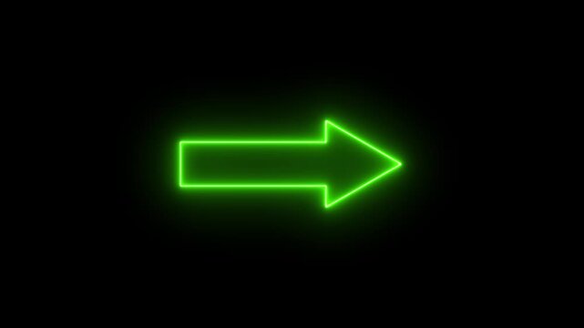 Arrow-shaped neon sign. Neon arrow symbol icon 4k video.