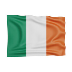 Obraz premium Waving national flag of ireland isolated on a transparent background