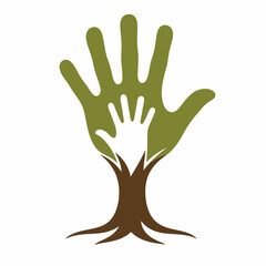 Obraz premium Tree Hand Logo Symbolizing Growth and Family Father's Day Hari Ayah Fatherhood Dad Papa Father Paren