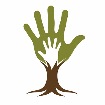 Tree Hand Logo Symbolizing Growth and Family Father's Day Hari Ayah Fatherhood Dad Papa Father Paren