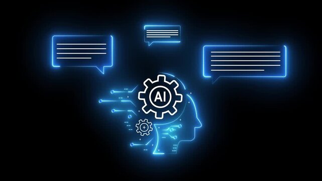 Chatbot technology concept. futuristic AI virtual assistant for customer service, with voice command. smart search automation, AI chatbot, and digital 4k video...