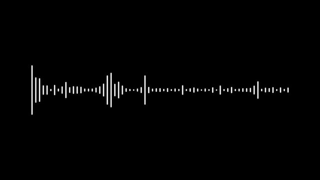 digital audio spectrum wave animation.white video footage of audio visualizer on black background. Abstract sound waves, .Sound Wave Animated audio waveform spectrum animation,4k video.
