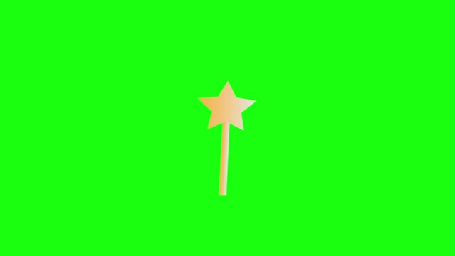 Animated magic star wand cartoon icon emitting sparkles. Animated illustration of a magic star wand with effects.