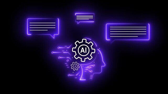 Chatbot technology concept. futuristic AI virtual assistant for customer service, with voice command. smart search automation, AI chatbot, and digital 4k video...