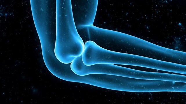 Blue X ray of Human Knee Joint Anatomy Medical Illustration