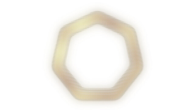 3D Golden Heptagon Frame, Digital Dot Particles, Glowing Dot Grid Geometric Shape Border, PNG Transparent Background