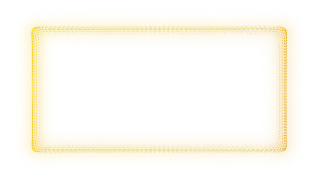 Glowing Golden Horizontal Rectangle Frame, Digital Dot Particles, Glowing Dot Grid Geometric Shape Border, PNG Transparent Background