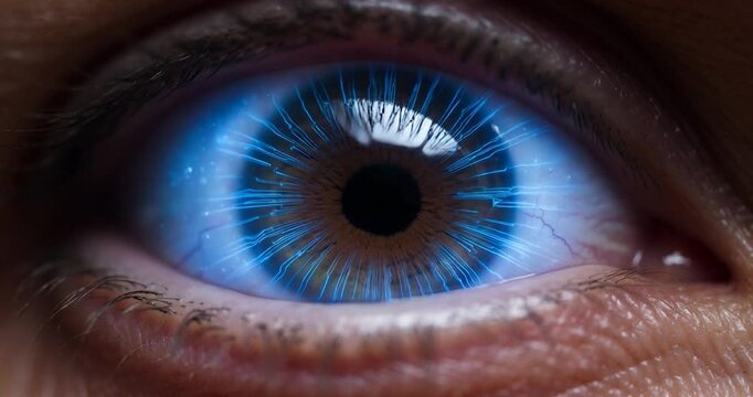 The Window to the Soul: An extreme close-up of a striking blue eye, capturing every intricate detail of the iris, pupil, and surrounding features.