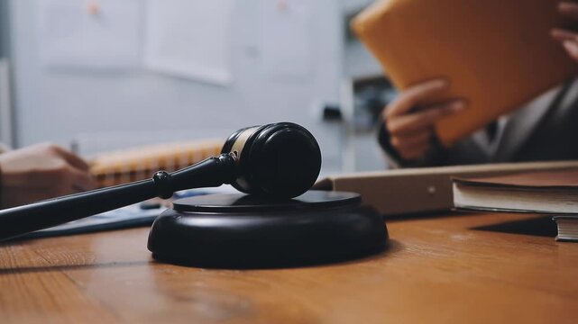 Lawyer explained to the client about the law that must be brought against the court case.