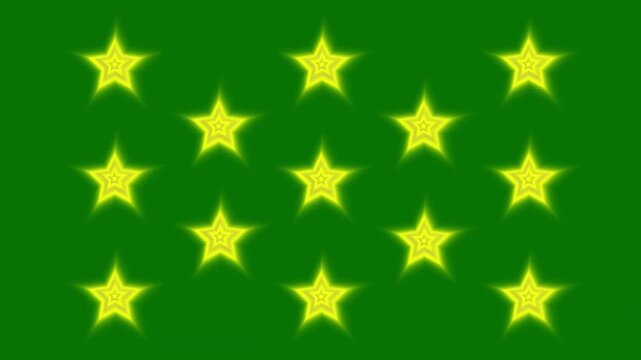 Premium glitter particle lines with controlled light diffusion and soft shimmering glow, decorative twinkling stars for use as festive overlays, seamless loop animation on green background. 4K