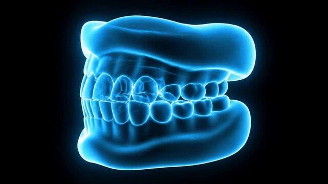 Digital Blue X Ray Of Human Teeth And Jaw Anatomy
