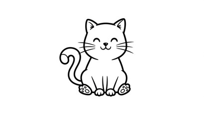 Cute cat doodle vector illustration sitting cartoon kitten © Kuddus