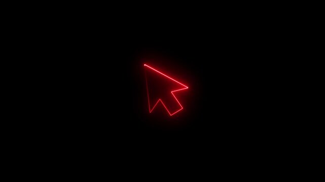 Glowing neon mouse cursor arrow icon animation.Arrow cursor icon for digital interface and web design elements.Mouse click, cursor symbol.