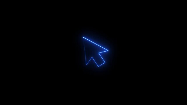 Glowing neon mouse cursor arrow icon animation.Arrow cursor icon for digital interface and web design elements.Mouse click, cursor symbol.