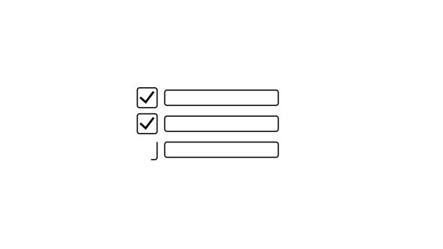 checklist with checkmarks in square boxes icon animation. checklist interface with three completed items, indicated. Perfect for to-do lists, goals, workflow, and success presentations or apps