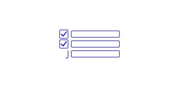 checklist with checkmarks in square boxes icon animation. checklist interface with three completed items, indicated. Perfect for to-do lists, goals, workflow, and success presentations or apps
