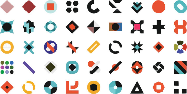 Seamless pattern with 3d red number vector icons set featuring business signs and web buttons with arrow symbols for modern website interface design