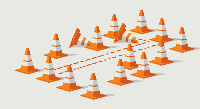 Construction Zone Obstacle Course with Traffic Cones