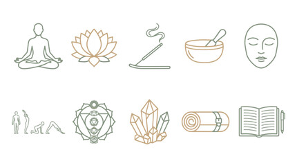 Set of wellness and meditation icons
