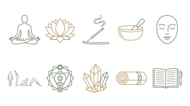 Set of wellness and meditation icons