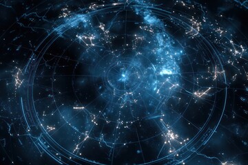 Obraz premium Zodiac celestial map with glowing icons