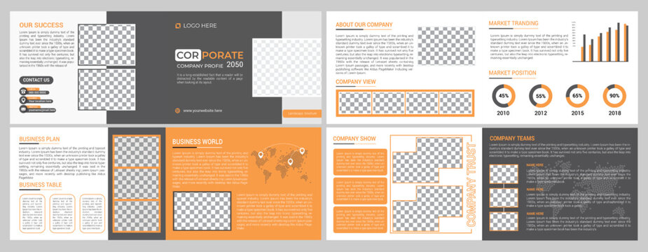 Landscape format corporate company profile brochure design template