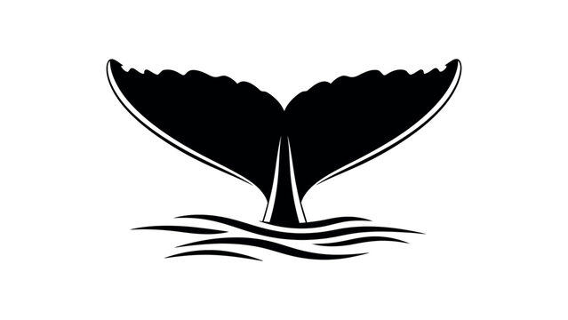 Whale Tail Icon Ocean Animal Silhouette Vector