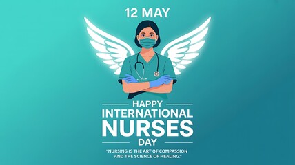 Naklejka premium Nurse with wings celebrating international nurses day