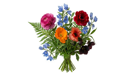 Fototapeta premium Vibrant bouquet of colorful flowers on a black background
