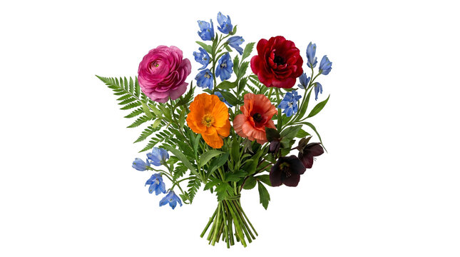 Vibrant bouquet of colorful flowers on a black background