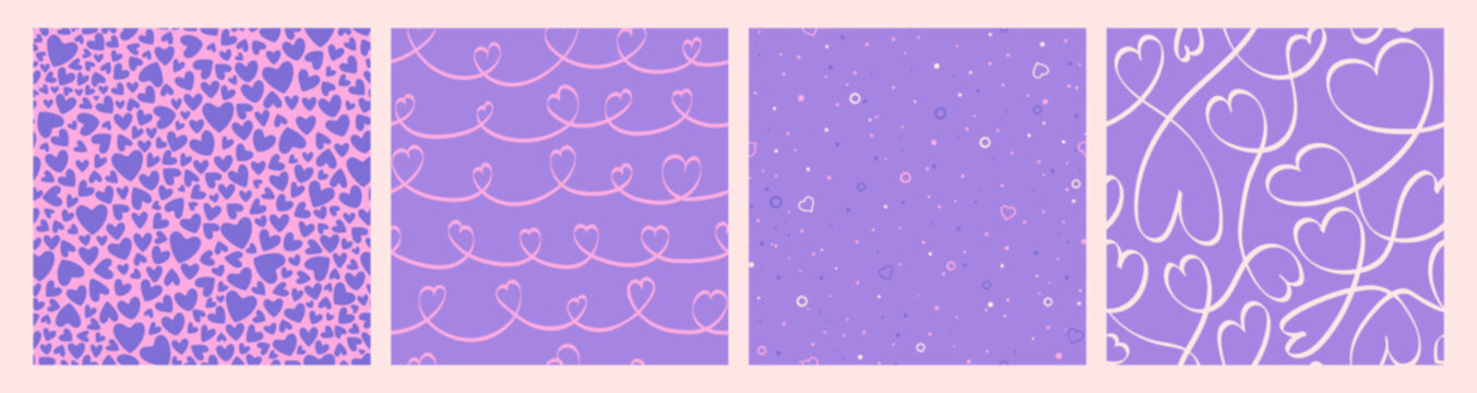 Purple Heart Seamless Pattern Collection