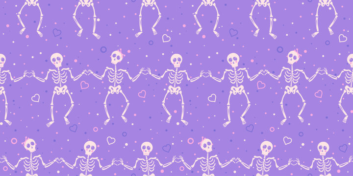 Skeleton Finger Heart Seamless Pattern