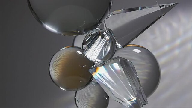 Abstract Glass Spheres and Crystal Prisms with Rainbow Refraction