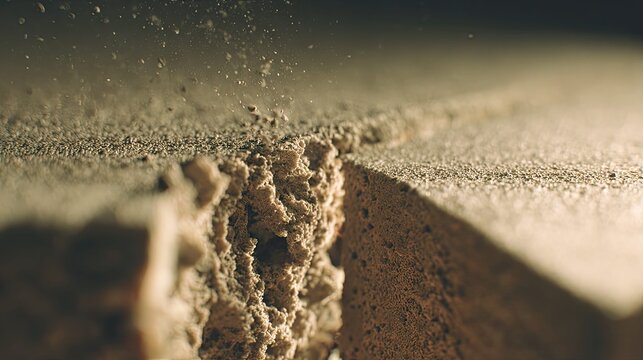 Dry desert ground cracking with dust particles