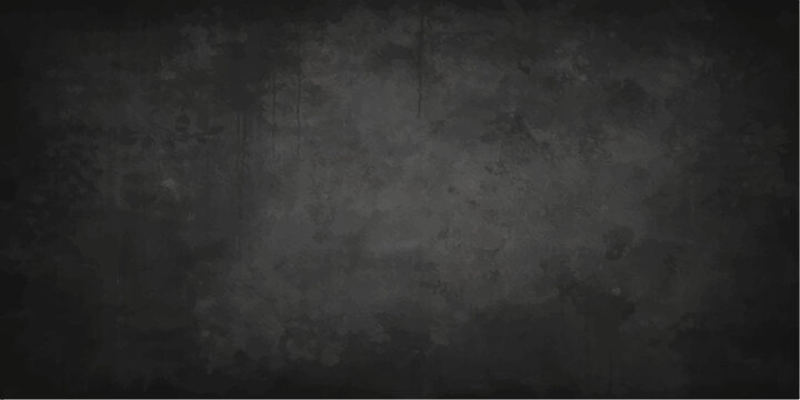 Dark grunge textured wall background with empty copy space vintage black concrete chalkboard style surface and rough aged pattern design backdrop