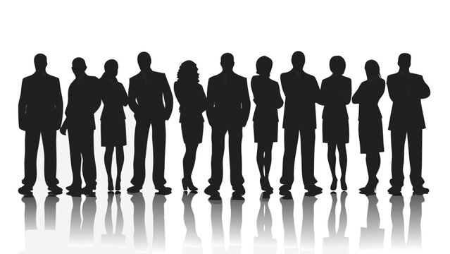 lineup of standing people silhouettes on white background high quality professional