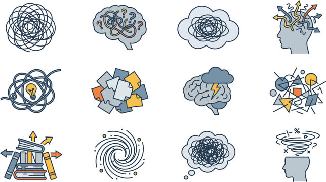Mental confusion and cognitive overload are depicted through these clear.