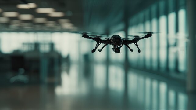 Drone flying indoors for surveillance and modern security