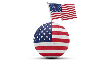 Fototapeta premium Soccer ball with american flag design on white background