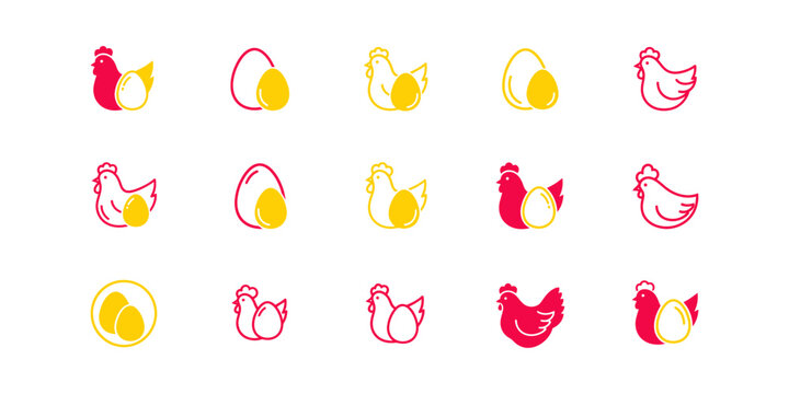 Creative laying hen logo set with clean vector design, ideal for egg farms, poultry businesses, organic food brands, and agriculture company identity.