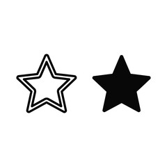 Fototapeta premium Set of star icons, outline and solid star shapes, vector illustration