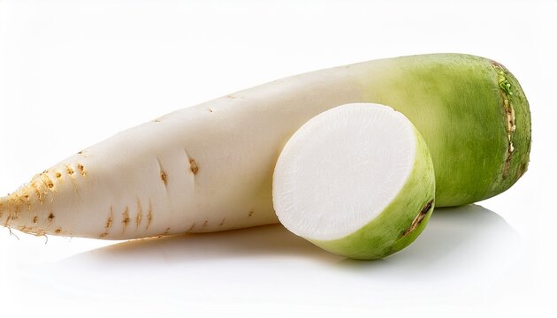 daikon radishes isolated on white background
