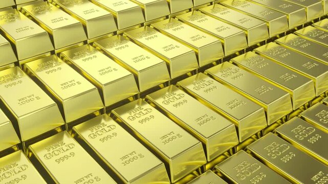 Luxury wealth concept featuring shining gold bars stacked alongside hundred dollar bills symbolizing financial success, prosperity, investment, and economic power. Ideal for finance videos, business p